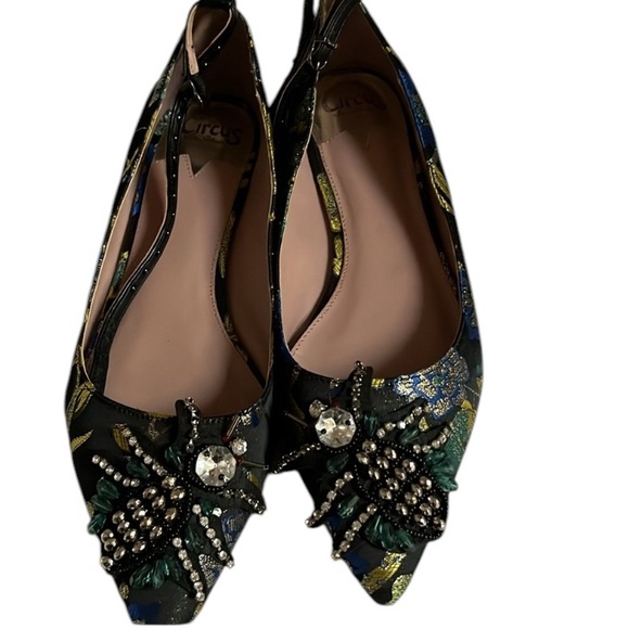 Circus by Sam Edelman size 10 rare black print damask flats rhinestone details - Picture 1 of 16